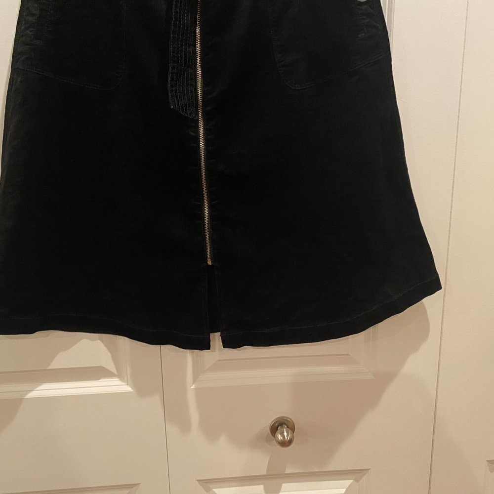 Bebe Black Corduroy A-Line Skirt w Front Zip, Pockets and Tie Belt Size 10 NWT - Picture 5 of 13